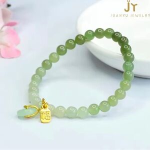One left! Trendy Hetian Jade Natural Stone Beaded Bracelet